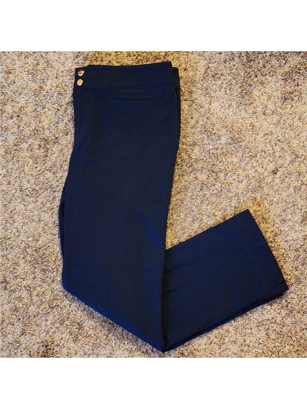 VTG Double Snap Lauren by RL‎ Stretch Chino Career Ankle Pant Navy Size 10 EUC